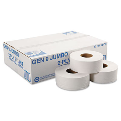 Jumbo Roll Bath Tissue, Septic Safe, 2-Ply, 3.3" x 700 Ft, White, 12 Rolls/Carton