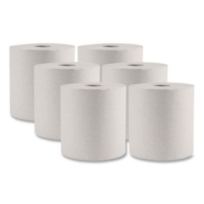 Hardwound Paper Towels, 1-Ply, 8" x 800 Ft, White, 6 Rolls/Carton