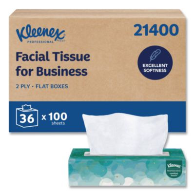 White Facial Tissue For Business, Pop-Up Box, 2-Ply, 100 Sheets/Box, 36 Boxes/Carton