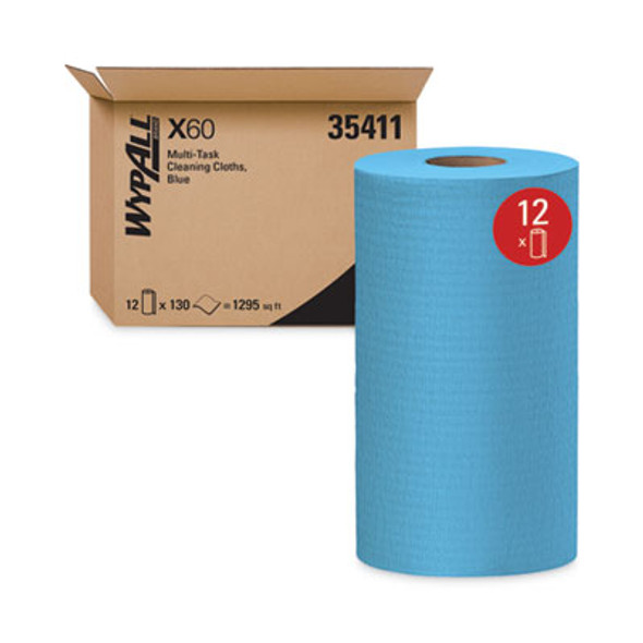 General Clean X60 Cloths, Small Roll, 9.8 x 13.4, Blue, 130/Roll, 12 Rolls/Carton