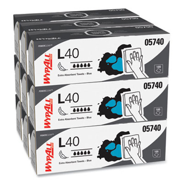 L40 Towels, Pop-Up Box, 9.8 x 16.4, Blue, 100/Box, 9 Boxes/Carton