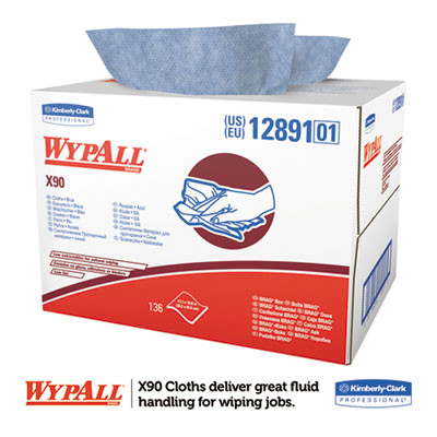 X90 Cloths, Brag Box, 2-Ply, 11.1 x 16.8, Denim Blue, 136/Carton