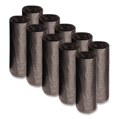Recycled Low-Density Polyethylene Can Liners, 45 Gal, 1.2 Mil, 40" x 46", Black, Perforated, 10 Bags/Roll, 10 Rolls/Carton