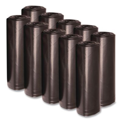 Recycled Low-Density Polyethylene Can Liners, 56 Gal, 1.2 Mil, 43" x 47", Black, Perforated, 10 Bags/Roll, 10 Rolls/Carton