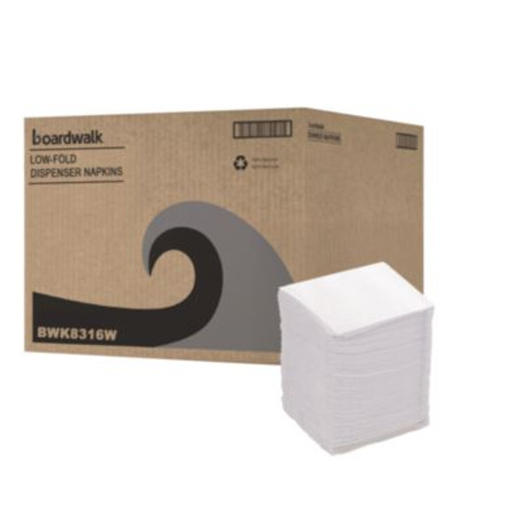 Low-Fold Dispenser Napkins, 1-Ply, 7 x 12, White, 400/Pack, 20 Packs//Carton