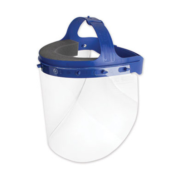 Fully Assembled Full Length Face Shield With Head Gear, 16.5 x 10.25 x 11, Clear/Blue, 16/Carton