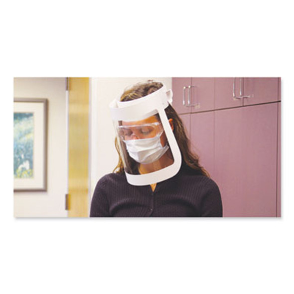 Face Shield, 20.5 To 26.13 x 10.69, One Size Fits All, Clear/White, 225/Carton