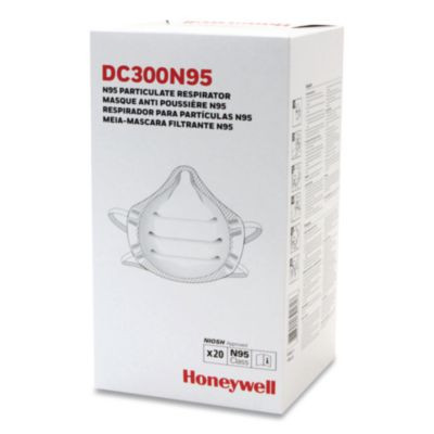 One-Fit N95 Single-Use Molded-Cup Particulate Respirator, One Size Fits Most, White, 10/Pack