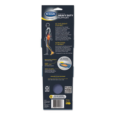 Pain Relief Orthotic Heavy Duty Support Insoles, Men, Men's Sizes 8 To 14, Gray/Blue/Orange/Yellow, Pair