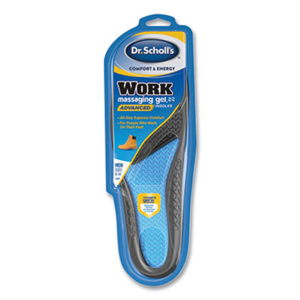 Comfort And Energy Work Massaging Gel Insoles, Men Sizes 8 To 14, Black/Blue, Pair