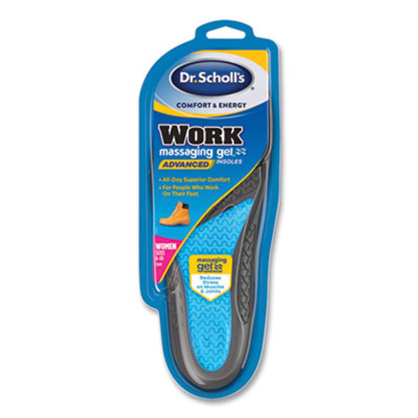 Comfort And Energy Work Massaging Gel Insoles, Women Sizes 6 To 11, Black/Blue, Pair