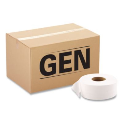 Jrt Jumbo Bath Tissue, Septic Safe, 2-Ply, 3.3" x 1,375 Ft, White, 6 Rolls/Carton