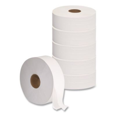 Jrt Jumbo Bath Tissue, Septic Safe, 2-Ply, 3.3" x 1,375 Ft, White, 6 Rolls/Carton