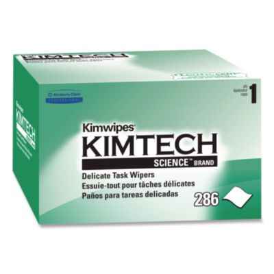 Kimwipes Delicate Task Wipers, 1-Ply, 4.4 x 8.4, Unscented, White, 286/Box, 60 Boxes/Carton