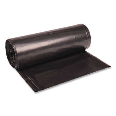 Recycled Low-Density Polyethylene Can Liners, 60 Gal, 1.8 Mil, 38" x 58", Black, Perforated, 10 Bags/Roll, 10 Rolls/Carton