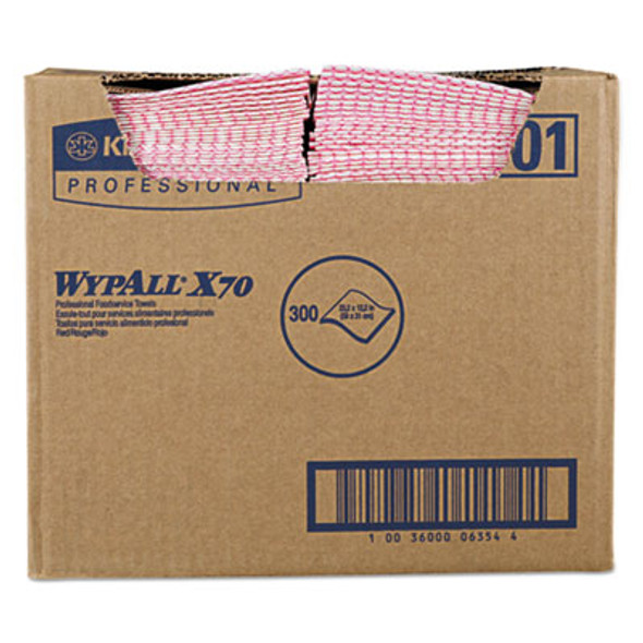 X70 Foodservice Towels, 1-Ply, 12.5 x 23.2, Red, 300/Carton