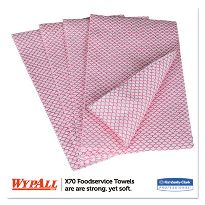 X70 Foodservice Towels, 1-Ply, 12.5 x 23.2, Red, 300/Carton
