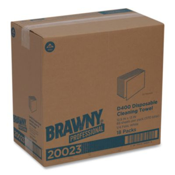 Medium Duty Premium Drc 1/4 Fold Wipers, 1-Ply, 13 x 12.5, Unscented, White, 65/Pack