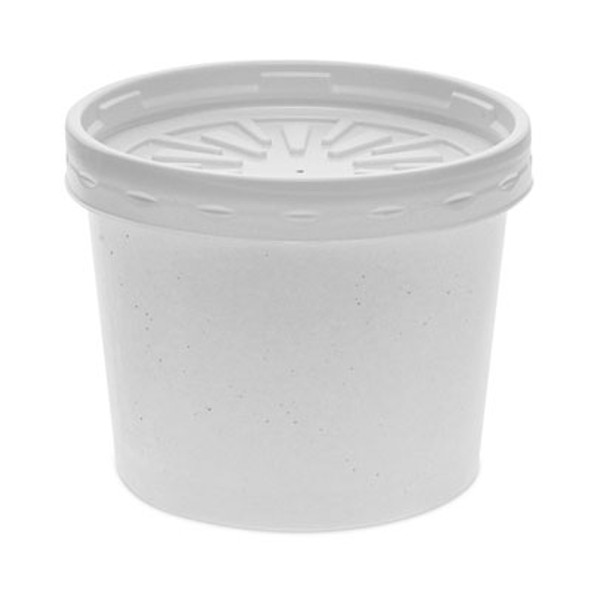 Paper Round Food Container And Lid Combo, 12 Oz, 3.75" Diameter x 3" h, White, 250/Carton