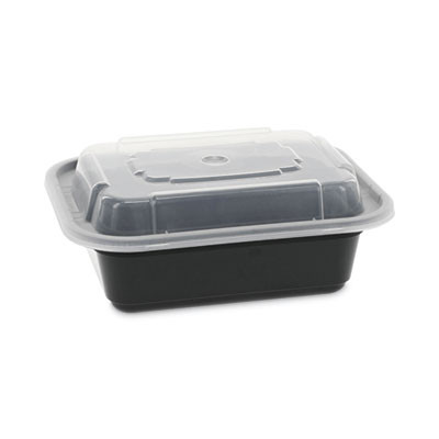 Newspring Versatainer Microwavable Containers, 12 Oz, 5.8 x 4.6 x 2.3, Black/Clear, Plastic, 150/Carton
