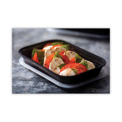 Earthchoice Versa2Go Microwaveable Container, 27 Oz, 8.4 x 5.6 x 1.4, Black/Clear, Plastic, 150/Carton