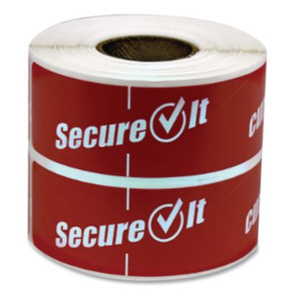 Secureit Tamper Evident Food Container Seals, 1 x 3, Red, Paper, 250/Roll, 2 Rolls/Pack