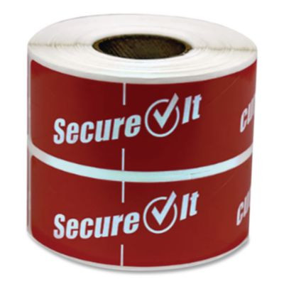 Secureit Tamper Evident Food Container Seals, 1 x 3, Red, Paper, 250/Roll, 2 Rolls/Pack