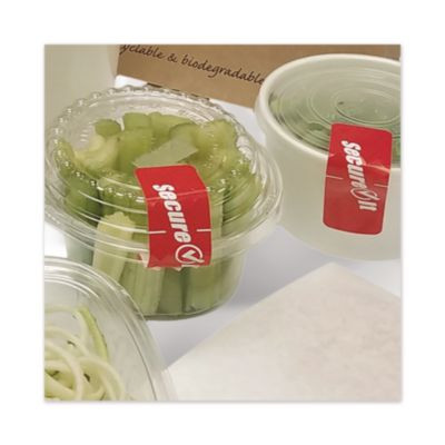 Secureit Tamper Evident Food Container Seals, 1 x 3, Red, Paper, 250/Roll, 2 Rolls/Pack