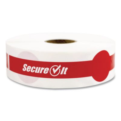 Secureit Tamper Evident Food Container Seals, 1 x 7, Red, Paper, 250/Roll, 2 Rolls/Pack