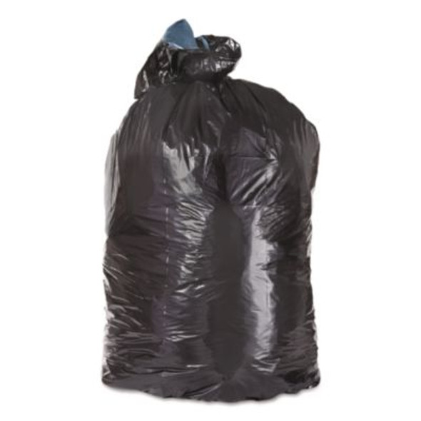 Low-Density Can Liners, 56 Gal, 1.25 Mil, 43" x 47", Black, Flat Pack, 100/Carton