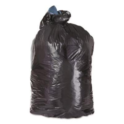 Low-Density Can Liners, 56 Gal, 1.25 Mil, 43" x 47", Black, Flat Pack, 100/Carton