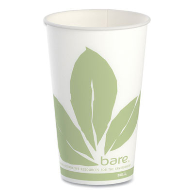 Bare Eco-Forward Paper Cold Cups, Proplanet Seal, 16 Oz, Green/White, 100/Sleeve, 10 Sleeves/Carton