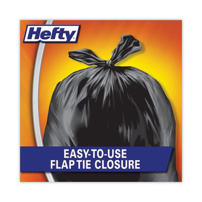 Easy Flaps Trash Bags, Tie-Flap, 30 Gal, 0.85 Mil, 30" x 33", Black, 40 Bags/Box, 6 Boxes/Carton