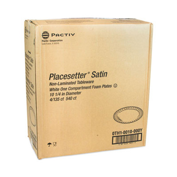 Placesetter Satin Non-Laminated Foam Dinnerware, Plate, 10.25" Dia, White, 540/Carton