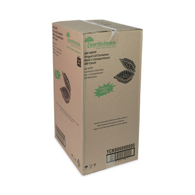 Earthchoice Smartlock Microwavable Mfpp Hinged Lid Container, 5.75 x 5.95 x 3.1, Black, Plastic, 400/Carton