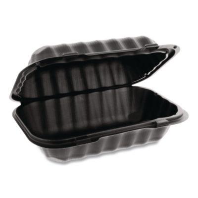 Earthchoice Smartlock Microwavable Mfpp Hinged Lid Container, 9 x 6 x 3, Black, Plastic, 270/Carton