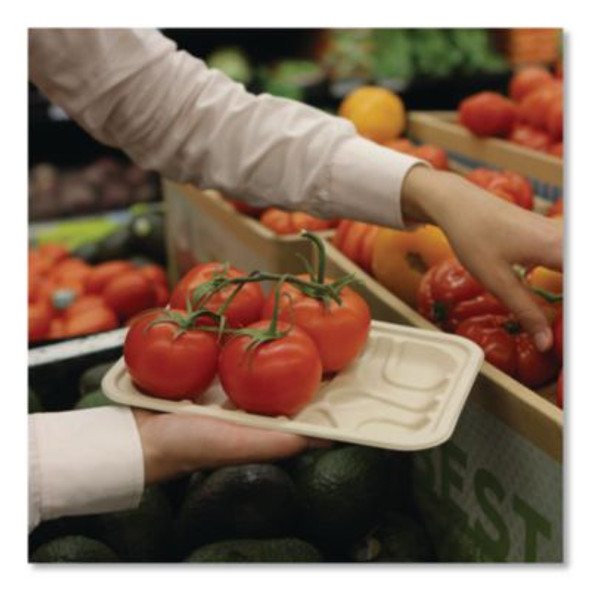 Laminated Fiber Meat And Product Trays, Pla Lined, Pfas Free, 8.3 x 4.9 x 0.7, Natural, Paper, 500/Carton