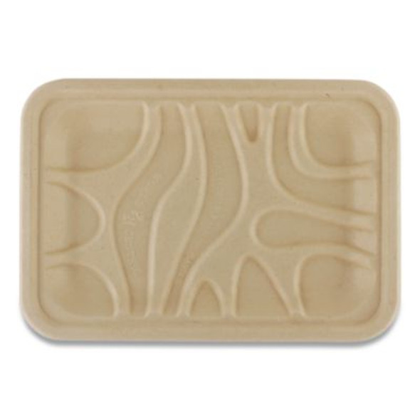 Laminated Fiber Meat And Produce Trays, Pla Lined, Pfas Free, 8.2 x 5.7 x 0.7, Natural, Paper, 500/Carton