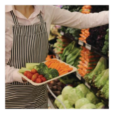 Laminated Fiber Meat And Produce Trays, Pla Lined, Pfas Free, 8.2 x 5.7 x 0.7, Natural, Paper, 500/Carton