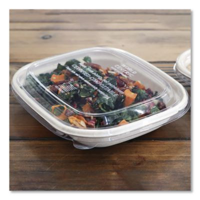 Pla Lids For Fiber Containers, 8.8 x 6.9 x 0.8, Clear, Plastic, 400/Carton