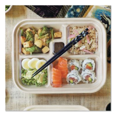 Pla Lids For Fiber Bento Box Containers, 12.1 x 9.8 x 0.8, Clear, Plastic, 300/Carton