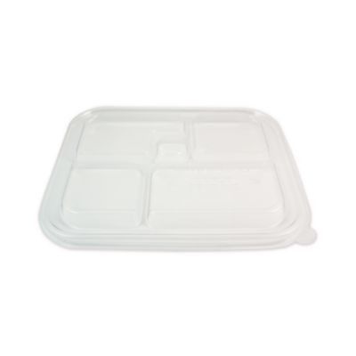 Pla Lids For Fiber Bento Box Containers, 12.1 x 9.8 x 0.8, Clear, Plastic, 300/Carton