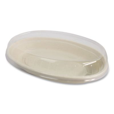 Pla Lids For Fiber Burrito Bowls, 9.7" Diameter, Clear, Plastic, 300/Carton