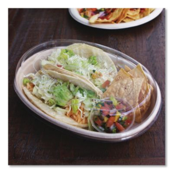 Pla Lids For Fiber Burrito Bowls, 8" Diameter, Clear, Plastic, 400/Carton
