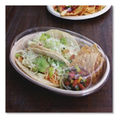 Pla Lids For Fiber Burrito Bowls, 8" Diameter, Clear, Plastic, 400/Carton