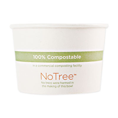 No Tree Paper Bowls, 16 Oz, 4.4" Diameter x 3" h, Natural, Sugarcane, 500/Carton