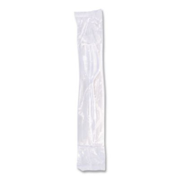 Economy Cutlery Kit, Fork/Knife/Napkin/Spoon, Plastic, White, 250/Carton