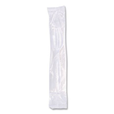 Economy Cutlery Kit, Fork/Knife/Napkin/Spoon, Plastic, White, 250/Carton