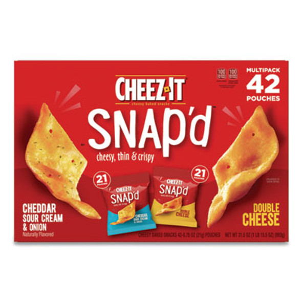 Snap'd Crackers Variety Pack, Cheddar Sour Cream And Onion; Double Cheese, 0.75 Oz Bag, 42/Carton