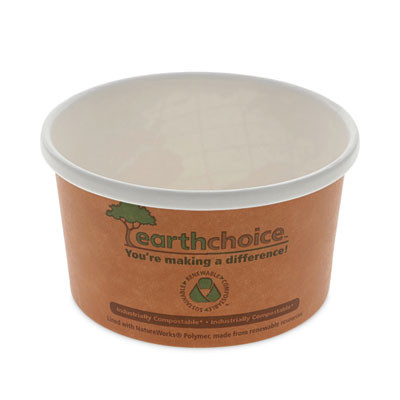 Earthchoice Compostable Soup Cup, Small, 8 Oz, 3 .8 x 3.3 x 2.1, Brown, Paper, 500/Carton